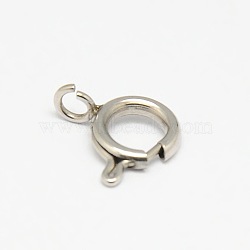 304 Stainless Steel Spring Ring Clasps, Manual Polishing, Bracelet Design Materials, with Open Hole, Stainless Steel Color, 8mm, Hole: 2mm(STAS-O040-03)