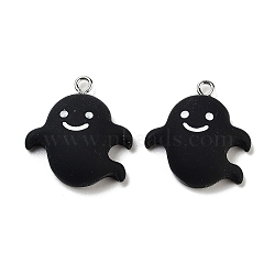 Halloween Theme Opaque Resin Pendants, Halloween Charms, Ghost, 24x22x6.8mm, Hole: 2mm(RESI-N039-87)