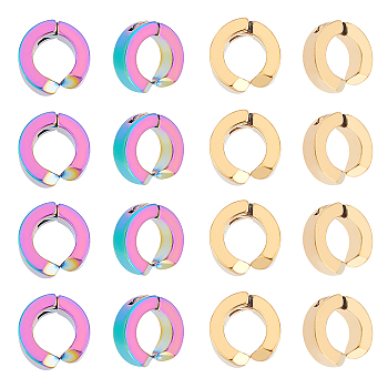 Unicraftale 12 Pair 2 Colors Vacuum Plating 304 Stainless Steel Clip-on Earring Findings, Round, Mixed Color, 11x4mm, 6 Pair/color