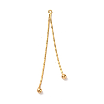 Brass Big Pendants, with Round Snake Chain Tassel, Real 18K Gold Plated, 72x3x4mm, Hole: 2mm