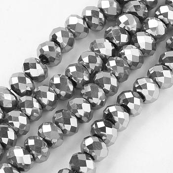 Electroplate Glass Beads, Faceted, Rondelle, Gainsboro, 8x5mm, Hole: 3mm