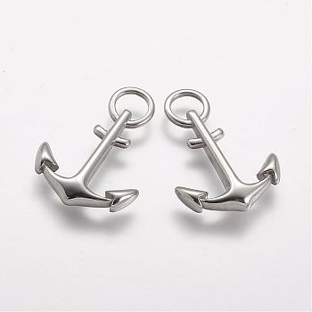 304 Stainless Steel Pendants, Anchor, Stainless Steel Color, 29.5x20.5x4.5mm, Hole: 6mm