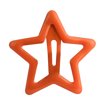 Hair Accessories Iron Snap Hair Clips, with Enamel, Star, Orange, 30x30mm
