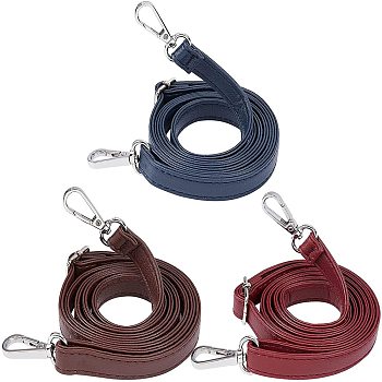 3Pcs 3 Colors PU Leather Bag Straps, with Alloy Swivel Clasps, Bag Repalcement Accessories, Mixed Color, 76x1.5x0.3cm, 1pc