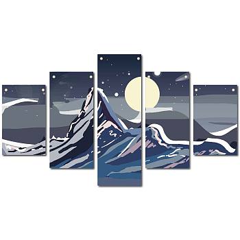 Printed Cloth Hanging Wall Decorations, for Home Decoration, Rectangle, Mountain Pattern, 40x25cm, 5style/set
