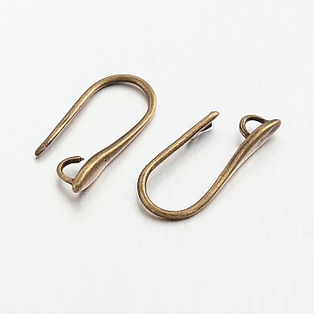 Brass Earring Hooks for Earring Designs, Ear Wire, with Horizontal Loop, Lead Free & Cadmium Free, Antique Bronze, 20.5x8.5x2.5mm, Hole: 2mm, 18 Gauge, Pin: 1mm