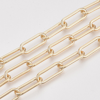 Unwelded Iron Paperclip Chains, Drawn Elongated Cable Chains, with Spool, Light Gold, 21x8.5x2mm, about 82.02 Feet(25m)/roll