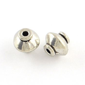 Tibetan Style Bicone Alloy Beads, Cadmium Free & Nickel Free & Lead Free, Antique Silver, 7x7mm, Hole: 2mm, about 1162pcs/1000g