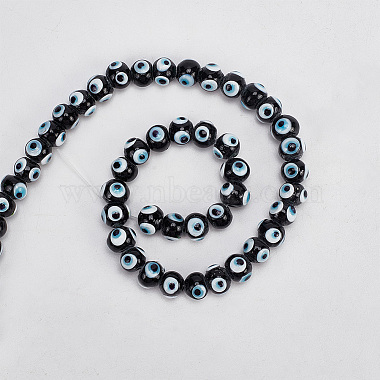 1 Strand Handmade Evil Eye Lampwork Beads Strands(LAMP-DR0001-01B)-5