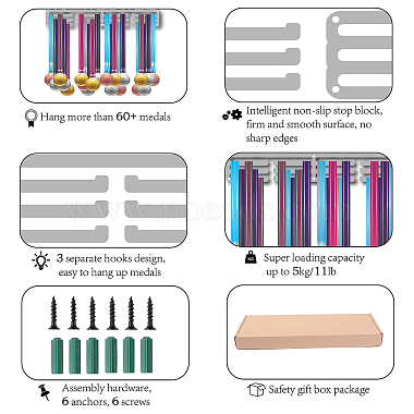 Fashion Iron Medal Hanger Holder Display Wall Rack(ODIS-WH0023-017)-4