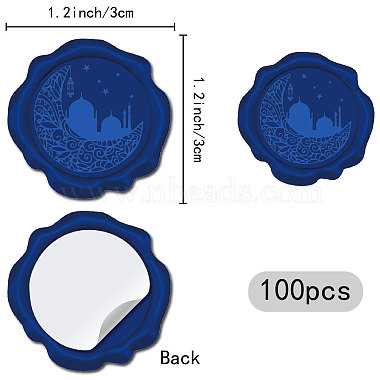 100Pcs Ramadan & Eid Mubarak Adhesive Wax Seal Stickers(DIY-CP0010-17B)-2