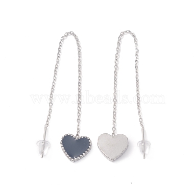 Aretes colgantes de cadena larga con corazón esmaltado(EJEW-A067-01P-A)-2