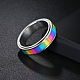 Rainbow Color Pride Flag Enamel Rectangle Rotating Ring(RABO-PW0001-038A)-5