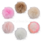 6Pcs 6 Colors Faux Fox Fur Soft Pompom Ball, with Metal Snap Button, for Hats Shoes Scarves Bag Charms Accessories, Mixed Color, 10mm, 1pc/color(DIY-SP0004-23A)