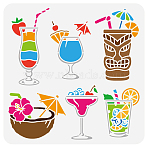 PET Hollow Out Drawing Painting Stencils, for DIY Scrapbook, Photo Album, Drink Pattern, 30x30cm(DIY-WH0391-0146)