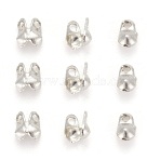 Iron Bead Tips, Calotte Ends, Cadmium Free & Lead Free, Clamshell Knot Cover, Platinum, 4x2mm, Hole: 1mm, 1.5mm inner diameter(IFIN-R199-01P)