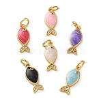 Brass Micro Pave Clear Cubic Zirconia Pendants, with Enamel, Mixed Color, Fish Charms, Real 18K Gold Plated, 16x6.5x2.5mm, Hole: 3mm(KK-D221-20G-02)
