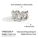 304 Stainless Steel Open Cuff Rings for Women, Stainless Steel Color, 13.5mm, Inner Diameter: 18.4mm(ER3678-2)