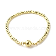 Brass Round Beaded Bracelet with Magnetic Clasp for Women, Light Gold, 7-5/8 inch(19.3cm)(BJEW-JB07629)
