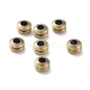 Rack Plating Brass Spacer Beads, Lead Free & Cadmium Free, Grooved, Rondelle, Brushed Antique Bronze, 4.5x2.5mm, Hole: 2mm(KK-F834-02BAB)