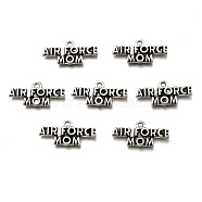 Mother's Day Theme, Tibetan Style Alloy Pendants, with Word Air Force Mom, Cadmium Free & Lead Free, Antique Silver, 11x25x2.5mm, Hole: 2mm, about 543pcs/1000g(TIBE-Q051-06AS-LF)