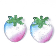 Resin Cabochons, with Glitter Powder, Strawberry, Colorful, 23~24x19~20x6.5mm(CRES-R430-01)