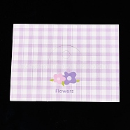 Paper Foldable Tartan Header Cards, Flower Printed Packaging Paper Card with Hanging Hole, Rectangle, Plum, 6x8x0.04cm, Hole: 0.8cm(CDIS-T004-26B)