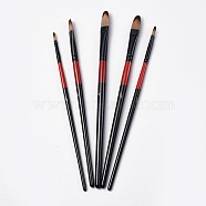 Wooden Paint Brushes Pens Sets, For Watercolor Oil Painting, Black, 180~198x5~9mm, brush: 10~18x3~11mm, 5pcs/set(AJEW-L074-02)