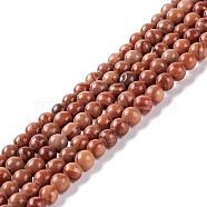 Natural Silver Line Jasper Beads Strands, Dyed & Heated, Round, Sienna, 4~4.5mm, Hole: 1mm, about 91~98pcs/strand, 14.96~15.35(38~39cm)(G-P451-02C-B)