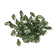Transparent Acrylic Charms, for Earrings Accessories, Leaf Charms, Green, 9.7x5.5x3.6mm, Hole: 1.2mm(X-TACR-G041-01B)