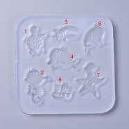 Silicone Molds, Resin Casting Molds, For UV Resin, Epoxy Resin Jewelry Making, Marine Organism, White, 122x122x8mm(X-DIY-L026-024)