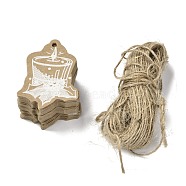 Christmas Theme Kraft Paper Gift Tags, Hang Tags, with Jute Twine, Christmas Candle, BurlyWood, 4.75x3.65x0.05cm, Hole: 5mm, 50pcs(CDIS-L008-A05)