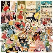 50Pcs Fairy Tale Theme Waterproof PVC Adhesive Cartoon Stickers Set, for DIY Scrapbooking and Journal Decoration, Human, 41~70x27~67.5x0.2mm(STIC-C005-03)
