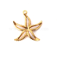 Stainless Steel Shell Pendants, Golden, Starfish, 27x24mm(PW-WG64CE1-06)