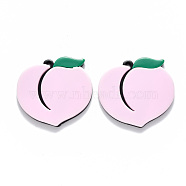 Cellulose Acetate(Resin) Pendants, Peach, Pearl Pink, 37.5x40x4mm, Hole: 2mm(X-KY-R017-28)