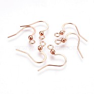 316 Surgical Stainless Steel Earring Hooks, Ear Wire, with Horizontal Loop, Rose Gold, 16x16~19.5x3mm, Hole: 2mm, Pin: 0.7mm(X-STAS-P220-13RG)