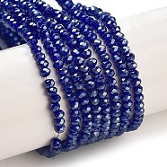 Electroplate Glass Beads Strands, Pearl Luster Plated, Faceted, Rondelle, Marine Blue, 2.5x1.5mm, Hole: 0.5mm, about 197~201pcs/strand, 12.9 inch(33cm)(EGLA-J144-PL-A01)