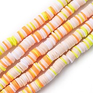 Handmade Polymer Clay Beads Strands, for DIY Jewelry Crafts Supplies, Heishi Beads, Disc/Flat Round, PeachPuff, 6x0.5~1mm, Hole: 1.8mm, about 290~320pcs/strand, 15.75 inch~16.14 inch(40~41cm)(CLAY-R089-6mm-T02B-52)