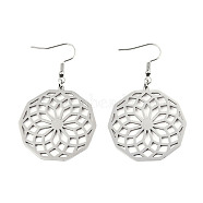 201 Stainless Steel Dangle Earrings, Seed of Life, Stainless Steel Color, 57mm, Pin: 0.6mm(STAS-S105-JN606-1)