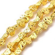 Electroplated Natural Lava Rock Beads Strands, Hexagon, Golden Plated, 5.5x6.5x3mm, Hole: 1mm, about 67~70pcs/strand, 14.57~15.08 inch(37~38.3cm)(G-G984-13G)