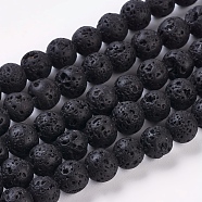 Natural Lava Rock Beads Strands, Round, Black, 6mm(g434-8)