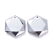 Terahertz Stone Pendants, Faceted, Hexagon, 34.5x30x7.5mm, Hole: 1mm(G-K311-35A)