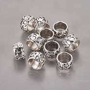 Rondelle Tibetan Style Alloy Beads, Lead Free & Cadmium Free, Large Hole Beads, Antique Silver, 13x8mm, Hole: 10mm(X-LF10982Y)