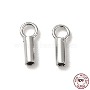 Rhodium Plated 925 Sterling Silver Cord Ends, End Caps, Column, Platinum, 6x2.5x1.5mm, Hole: 1.6mm, Inner Diameter: 1mm(STER-P055-01A-P)