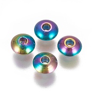 Ion Plating(IP) 304 Stainless Steel Spacer Beads, Rondelle, Rainbow Color, 6x3mm, Hole: 1.8mm(STAS-L216-18)