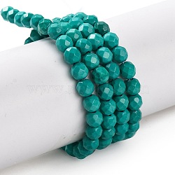 Natural Howlite Beads Strands, Dyed, Faceted, Round, Dark Turquoise, 4mm, Hole: 1mm, about 92~96pcs/strand, 15.24~15.35''(38~39cm)(G-C025-02C-08)