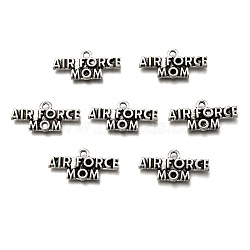 Mother's Day Theme, Tibetan Style Alloy Pendants, with Word Air Force Mom, Cadmium Free & Lead Free, Antique Silver, 11x25x2.5mm, Hole: 2mm, about 543pcs/1000g(TIBE-Q051-06AS-LF)