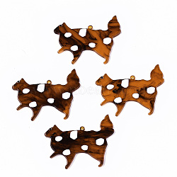 Translucent Cellulose Acetate(Resin) Pendants, 3D Printed, Cat, Chocolate, 35.5x44.5x2~2.8mm, Hole: 1.5mm(KY-S163-263B)