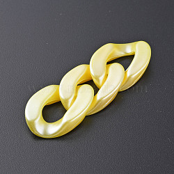 Opaque Acrylic Linking Rings, Quick Link Connectors, for Curb Chains Making, Pearlized, Twist, Yellow, 29x20x6mm, Inner Diameter: 8x16mm(OACR-S036-011A-03)