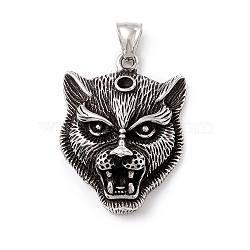Tibetan Style 304 Stainless Steel Pendants, Leopard, Antique Silver, 41x30.5x14mm, Hole: 8x4mm(STAS-P305-19AS)